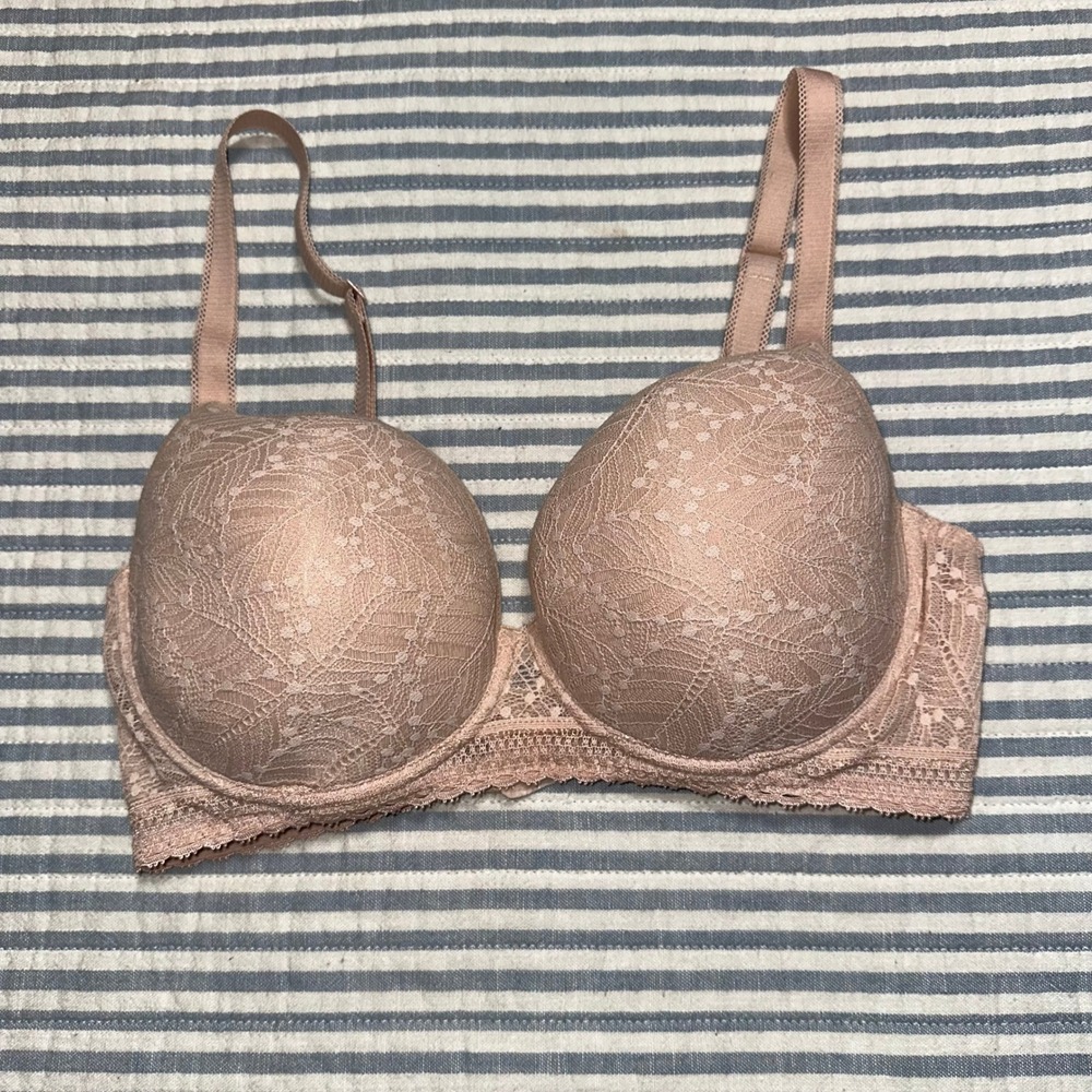 Simone Perele Comete Lace Underwire Bra 30F Pinky Sand Color‎ Style 12S316F